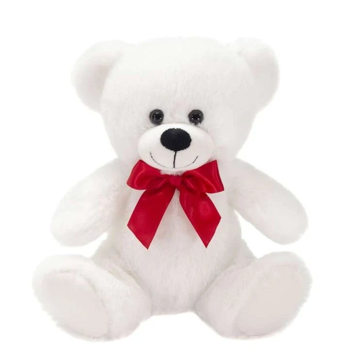 Plush White Sitting Teddy Bears - 8" 1