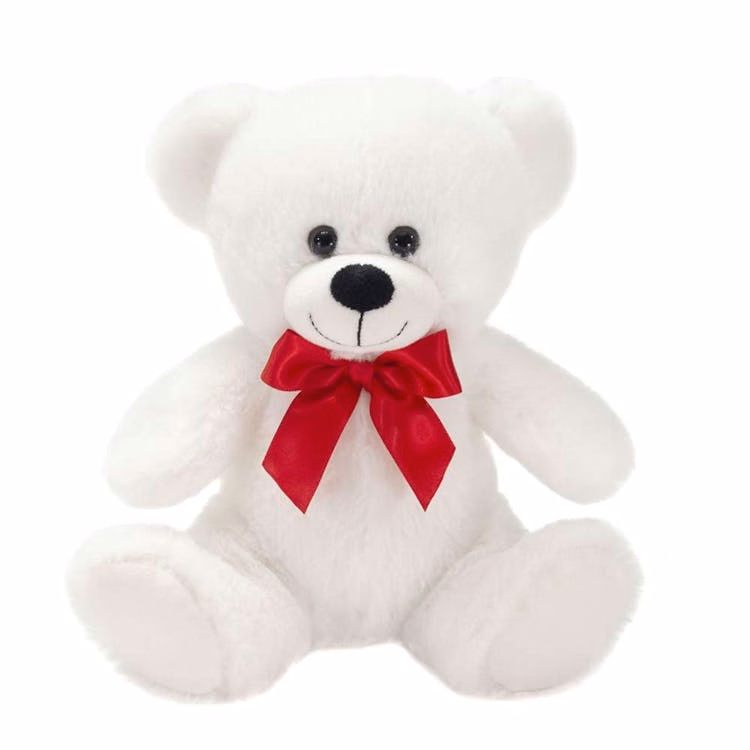 Plush White Sitting Teddy Bears - 8"