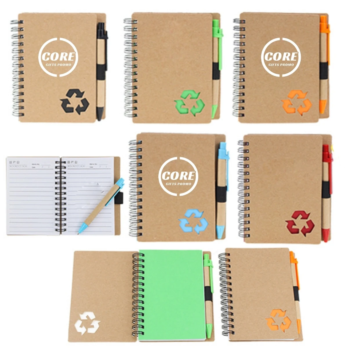 Spiral Notebook Lined Notepad with Pen in Holder 1