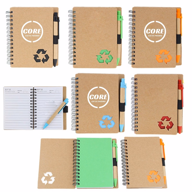 Spiral Notebook Lined Notepad with Pen in Holder