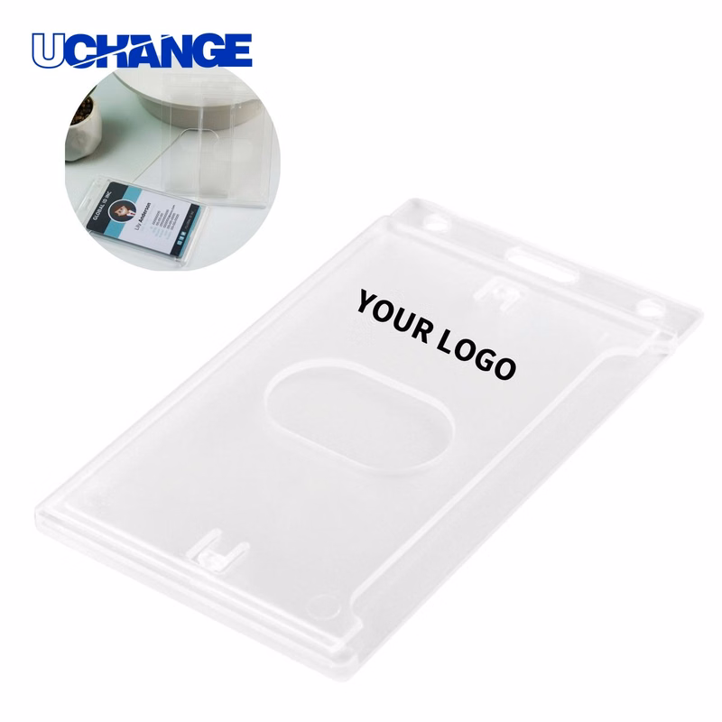 Vertical Hard Plastic ID Card Holder Sleeve 3.6 x 2.7 Inches