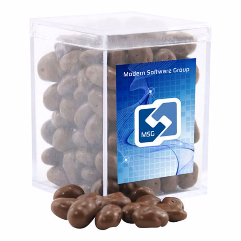 Acrylic Box with Choc Covered Raisins