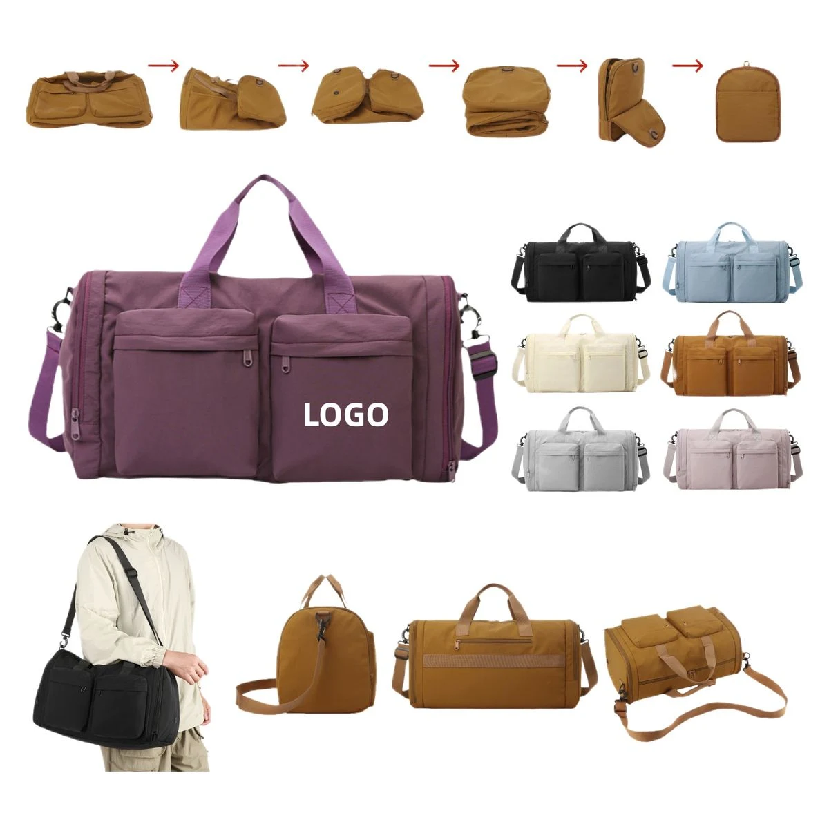 Water-Repellent Foldable Gym Travel Bag 1