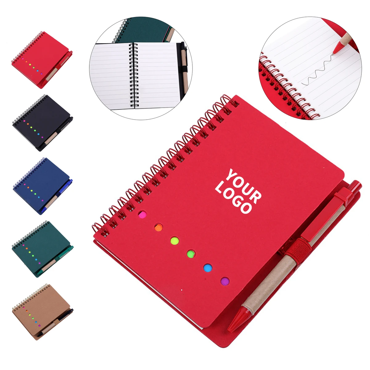 Spiral Bound Notebook Set With Ballpoint Pen And Sticky Notes 1