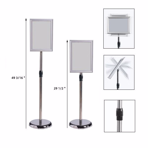 Retractable Stanchions W/ A4 Display Sign Frame