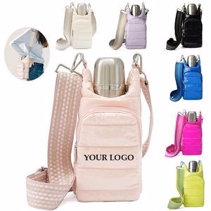Water Bottle Holder Carrier Shoulder Bag With Strap Water Bottle Puffer Bag