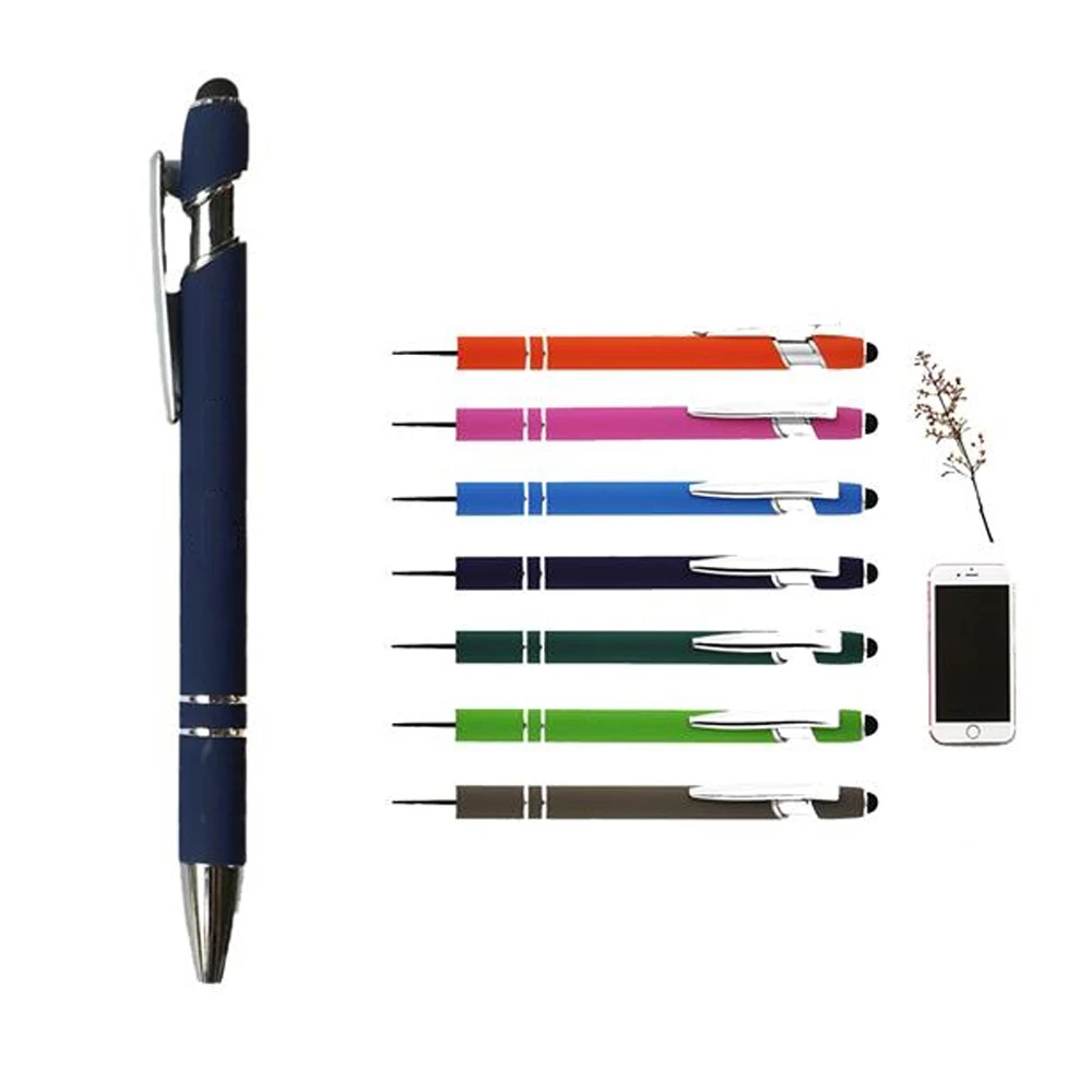 Rubberized Soft Touch Ballpoint Pen with Stylus Tip 1