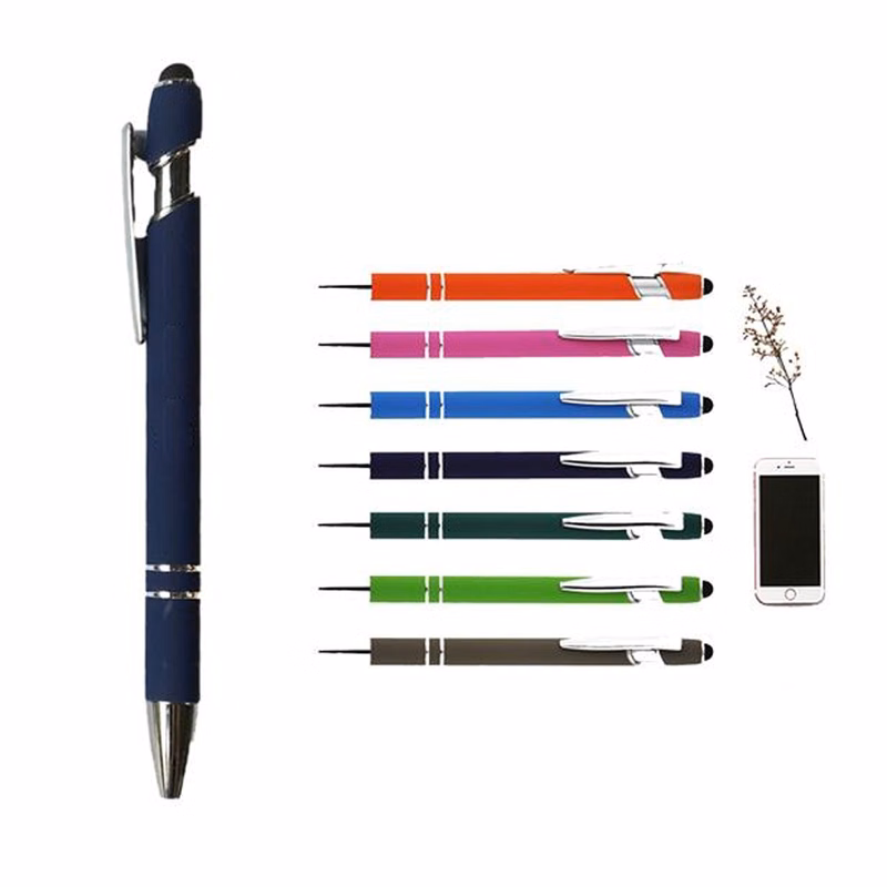 Rubberized Soft Touch Ballpoint Pen with Stylus Tip