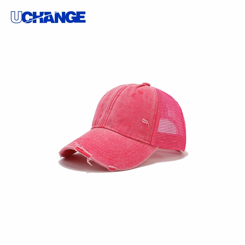 Cotton Ponytail Criss Cross Dad Cap Headwear with Adjustable Fit