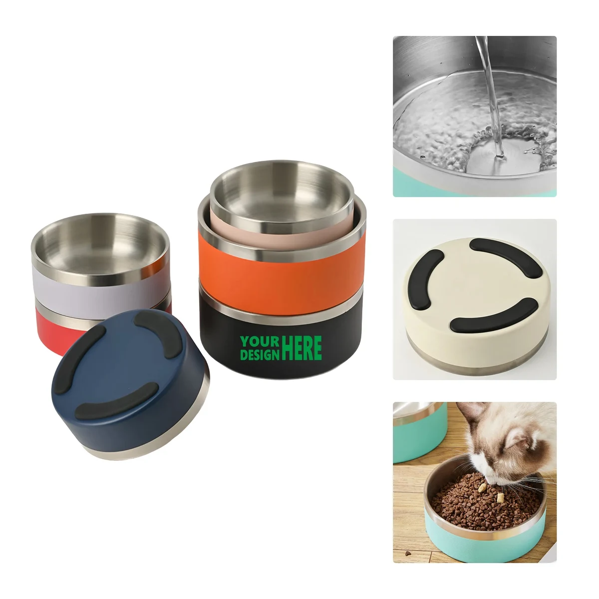 304 Stainless Steel Pet Bowl with Anti Slip Design 1