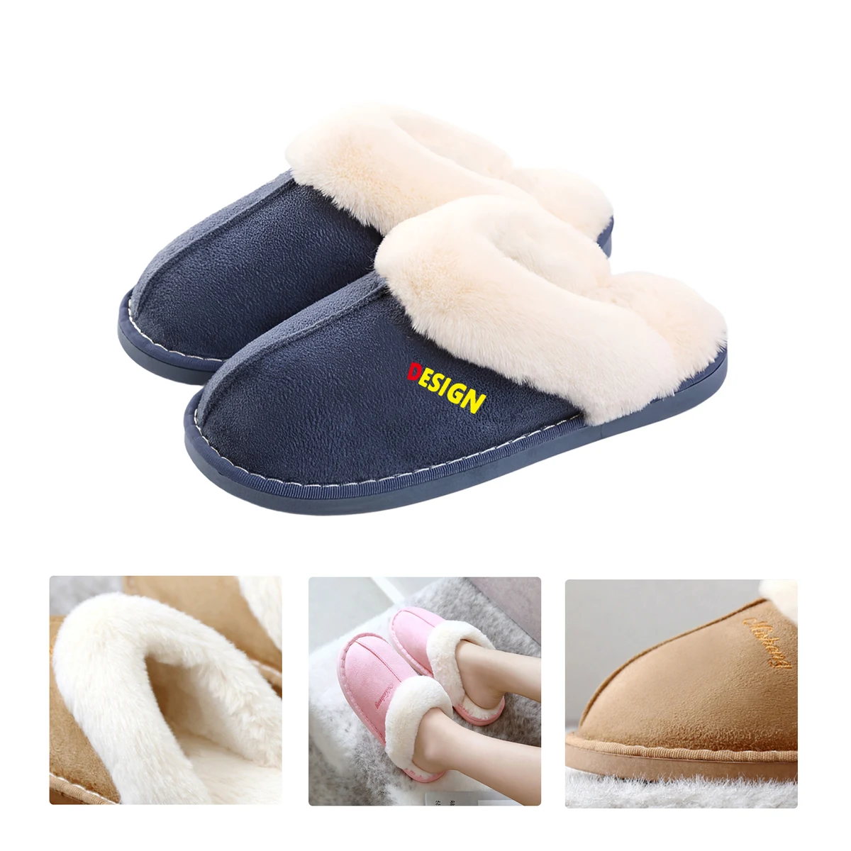 MOQ50 Non Slip Warm Cotton Slippers With Custom Logo 1