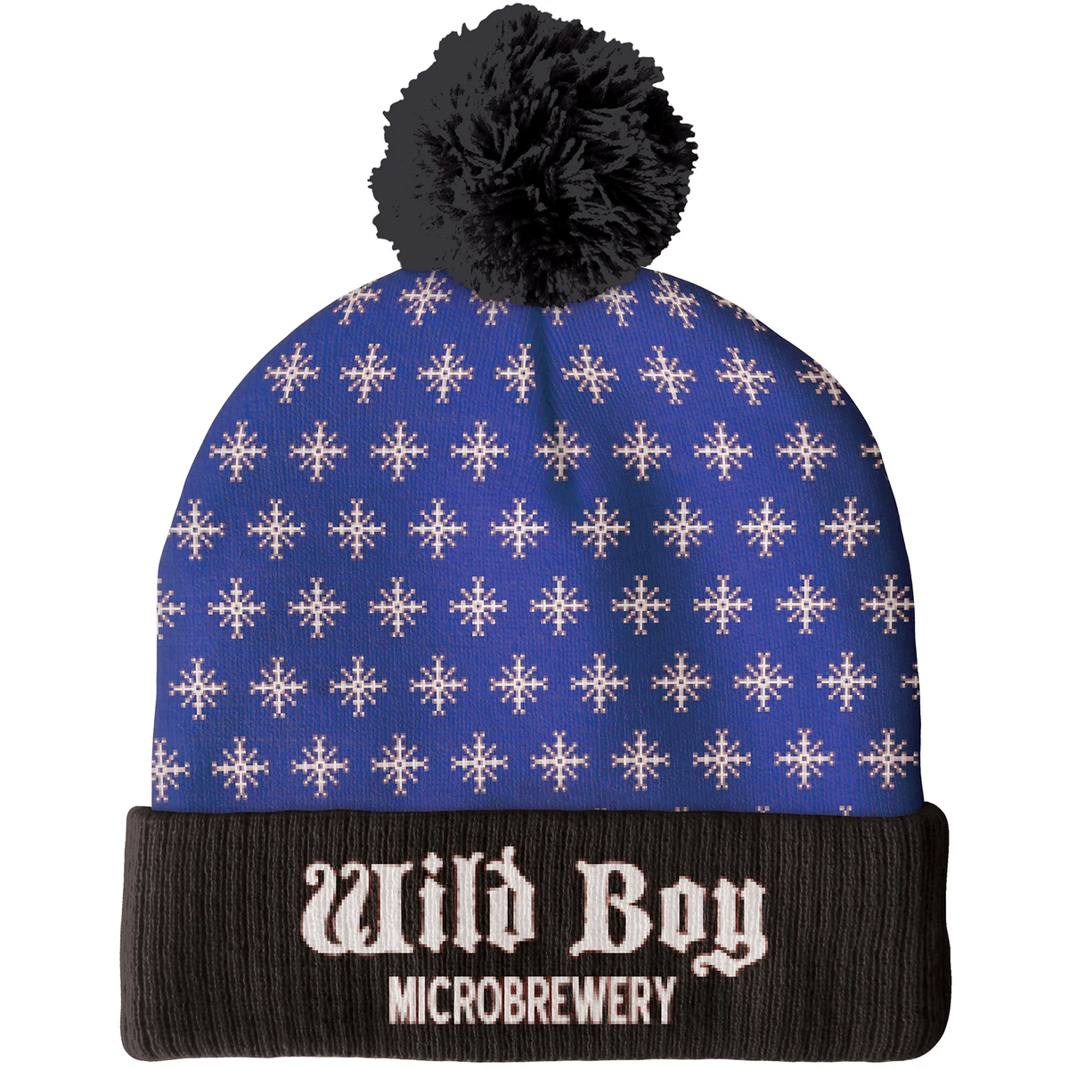 Knit Beanie with Pom and Ribbed Cuff (No Logo) 1