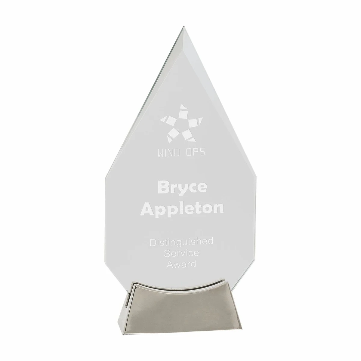9 1/4" Clear Diamond Platinum Glass Award w/ Metal Base 1