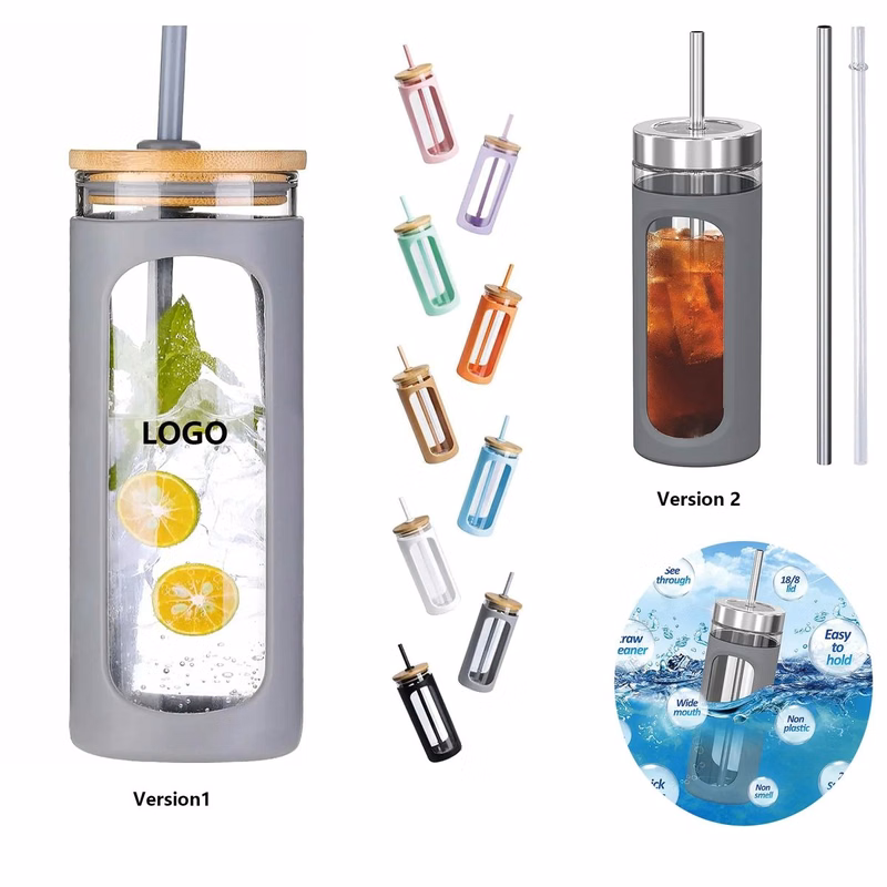 20oz Glass Water Bottle with Straw