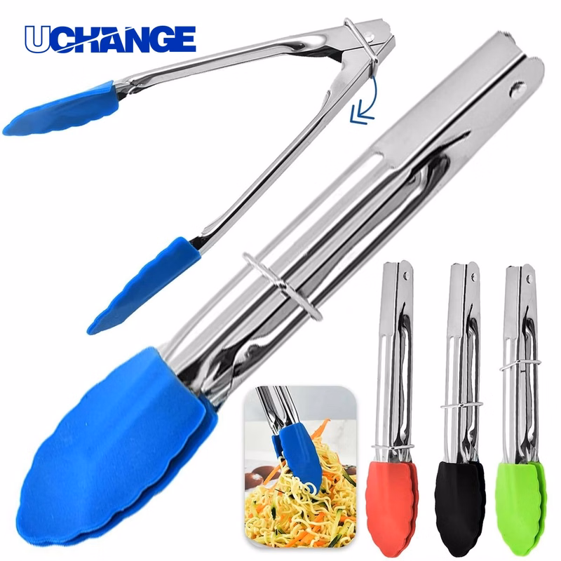 7 Inch BBQ Silicone Tip Tong Tool for Cooking