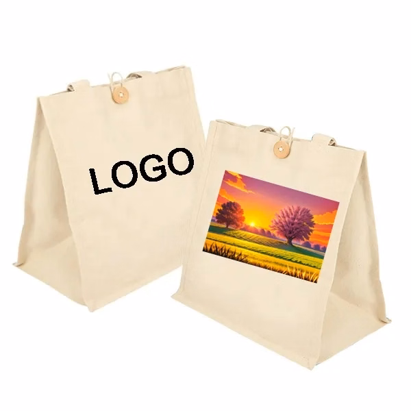 Cotton Tote with Button Closure