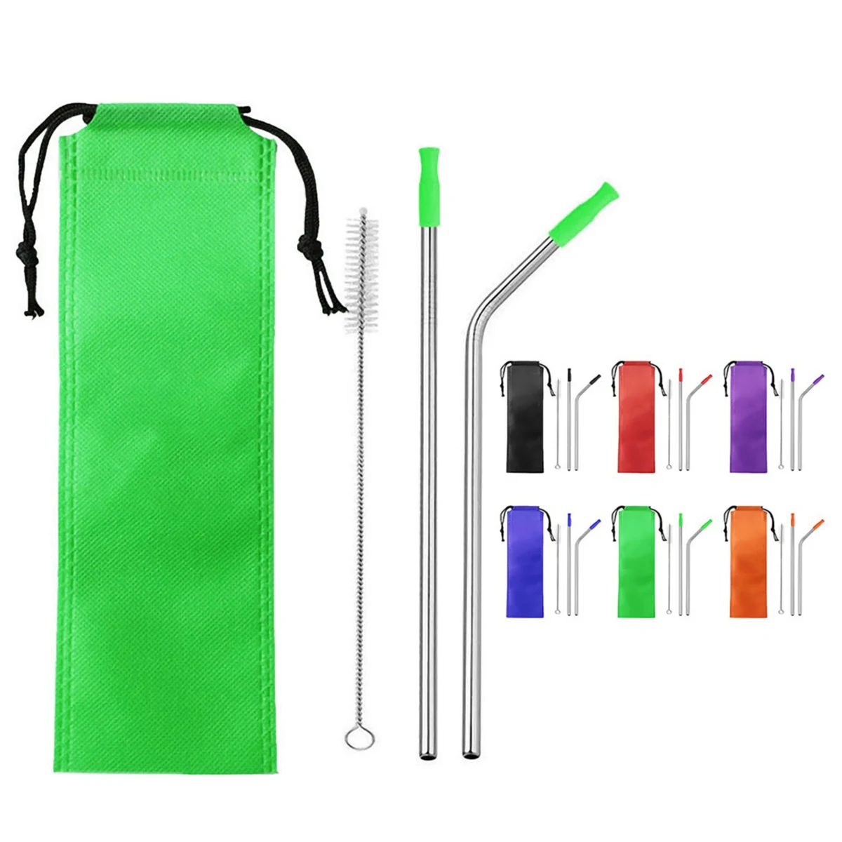 Stainless Straw Set w/Drawstring Pouch 1