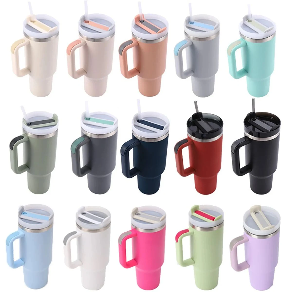 40 Oz. Insulated Travel Tumbler with Handle and Straw 1