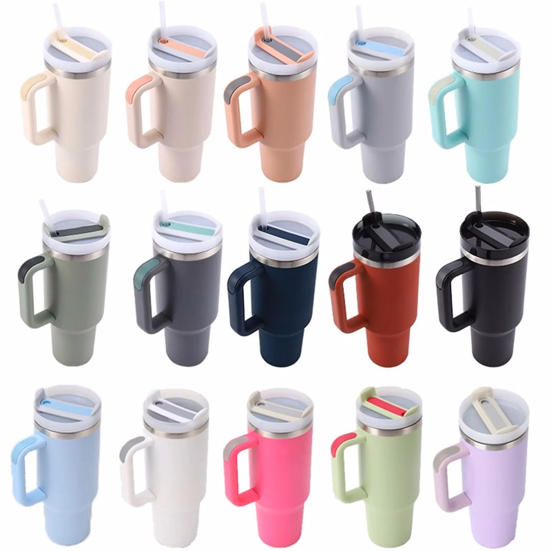 40 Oz. Insulated Travel Tumbler with Handle and Straw