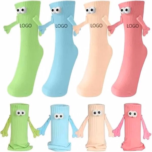 Custom Cotton Hand-Holding Magnetic Socks — Novelty Gift & Couple Bonding Promo