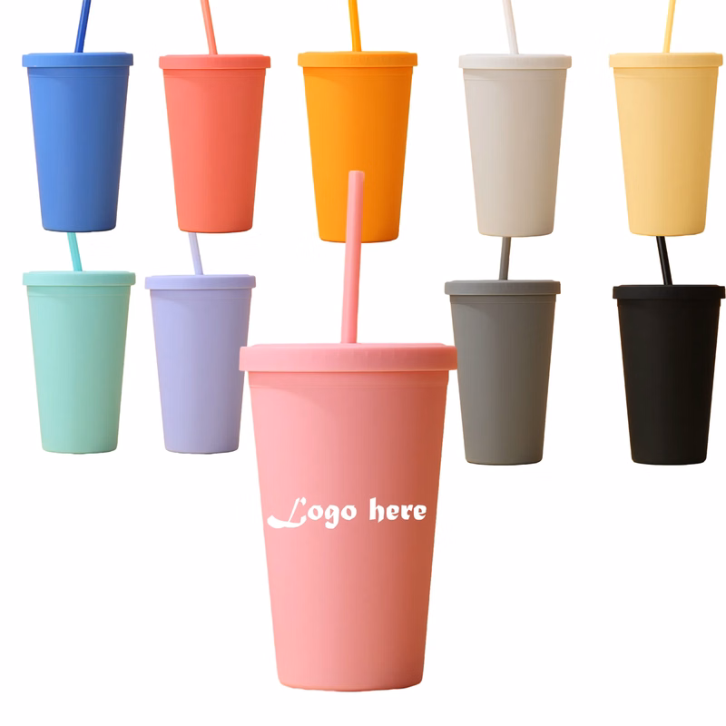 MOQ 100PCS Plastic Straw Cup