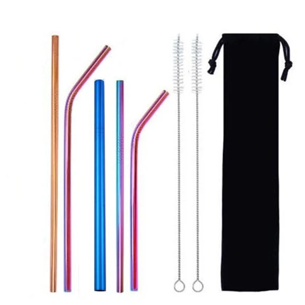 Stainless Straws 5 Pack Suit with Velvet Pouch 1