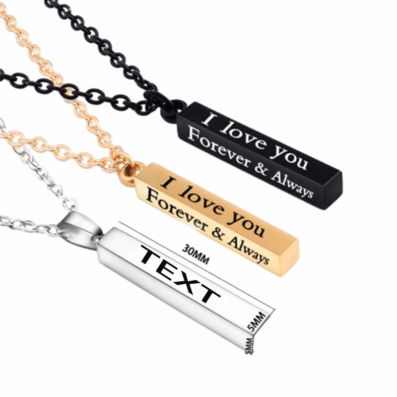 Valentine's Day Stainless Steel Engraved Necklace