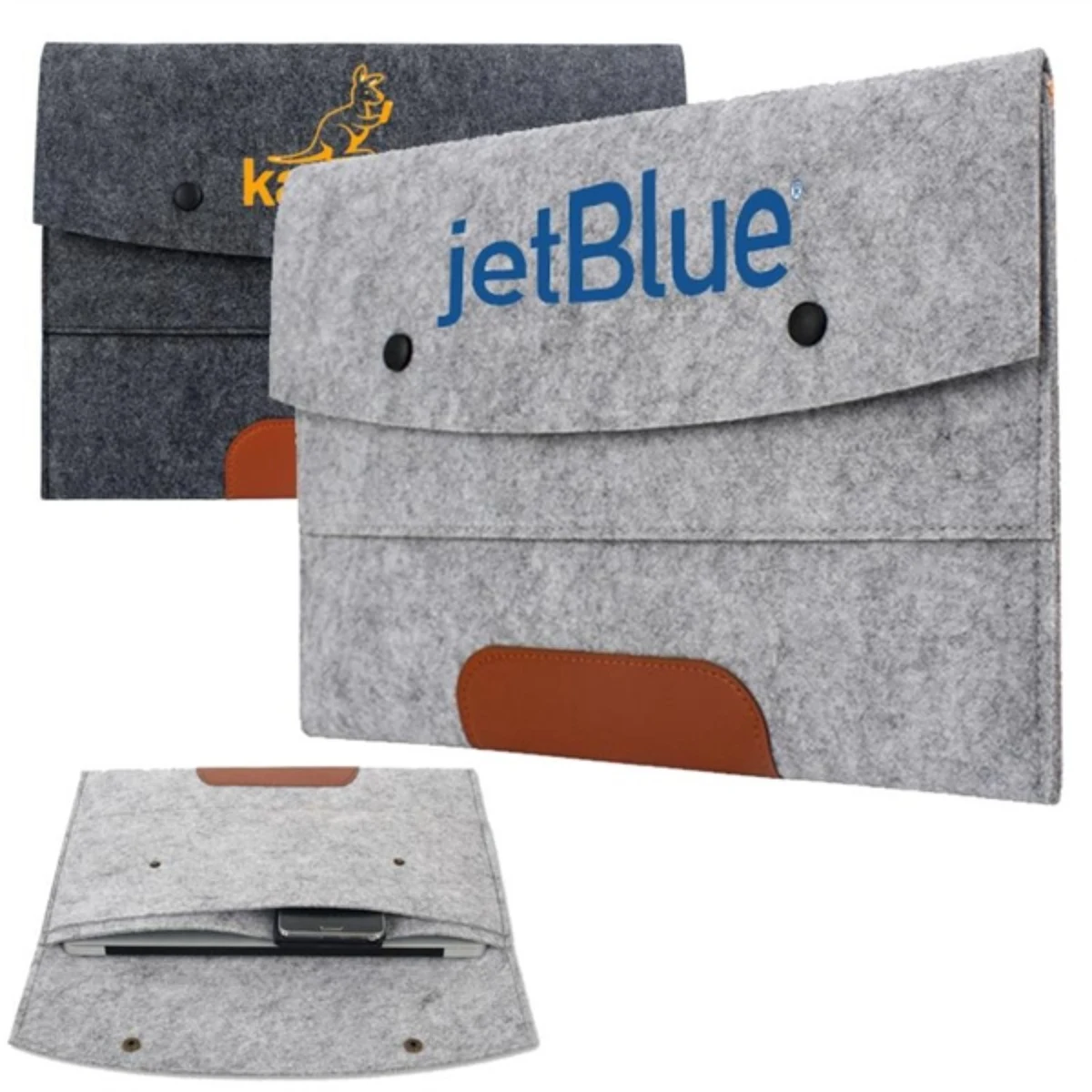 Clamshell Felt Laptop Sleeve w/ Two Compartments 1