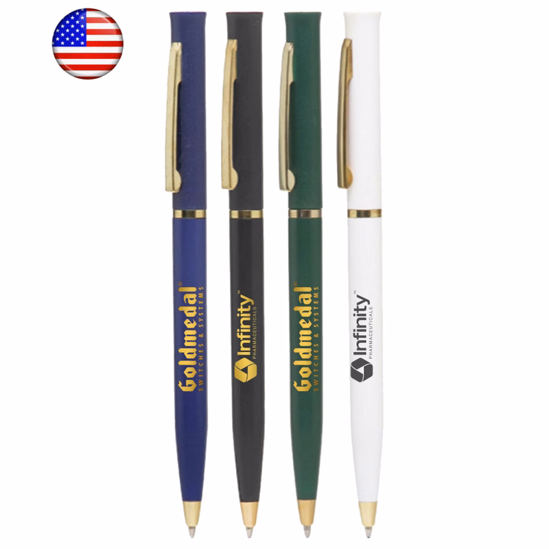USA Made, "Deluxe" Twister Ballpoint Pen - Gold Ring