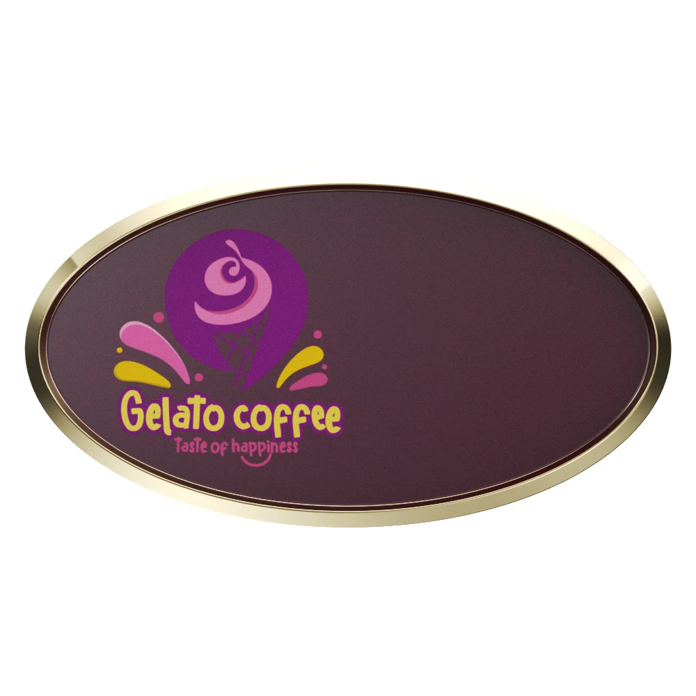Express Vibraprint® 3" x 1-1/2" Oval Name Badge Holder 1