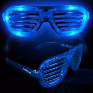 Blue Light Up Glow LED Slotted Glasses