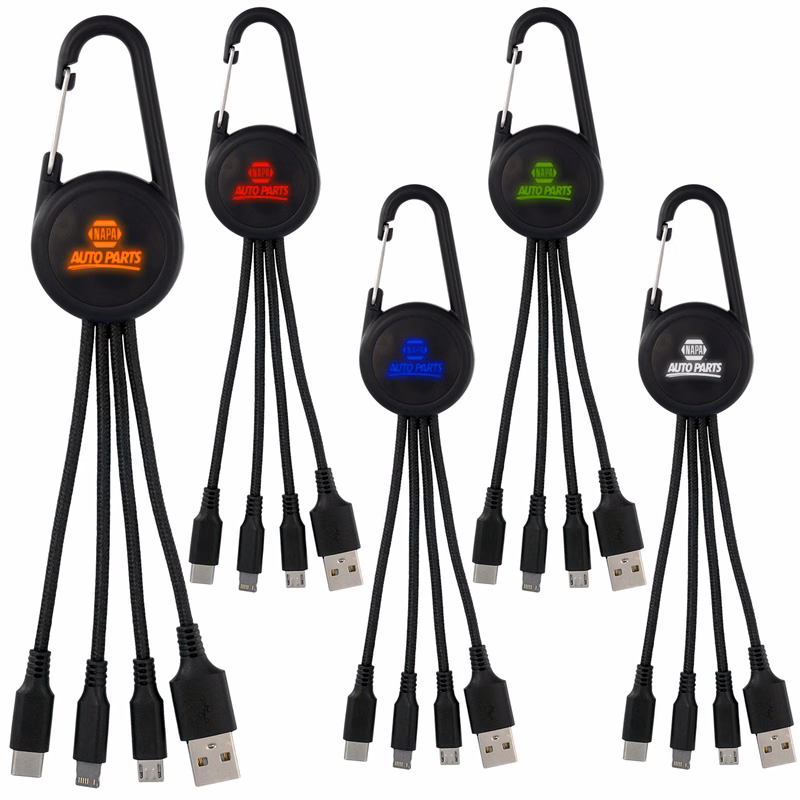 COLOR LIGHT UP 3-IN-1 CARABINER CHARGING CABLE