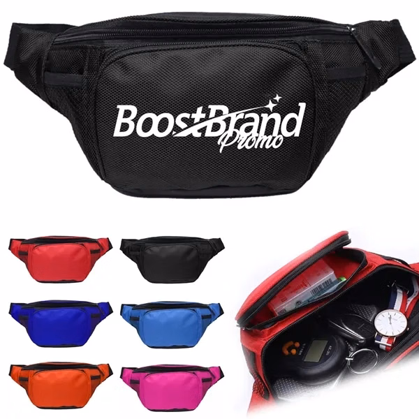 Custom Water-Resistant Sports Waist Bag with Multiple Pockets — Hands-Free Pack