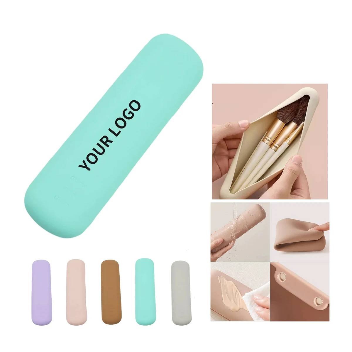 Silicone Makeup Brush Organizer with Magnetic Buckle 1