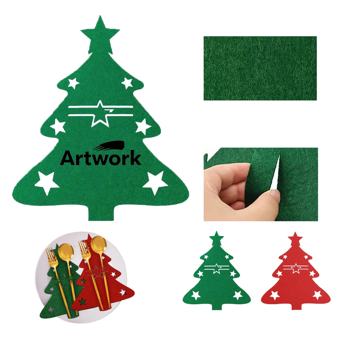 Christmas Felt Knife And Fork Cutlery Mat 1