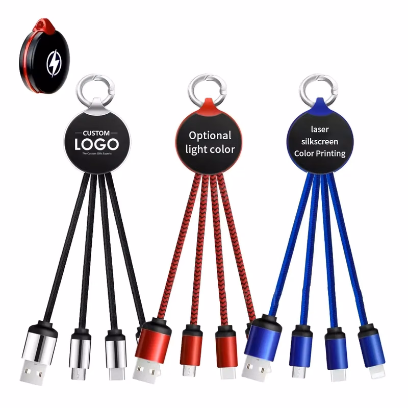 Led Light 3 In 1 Keychain Charging Cable