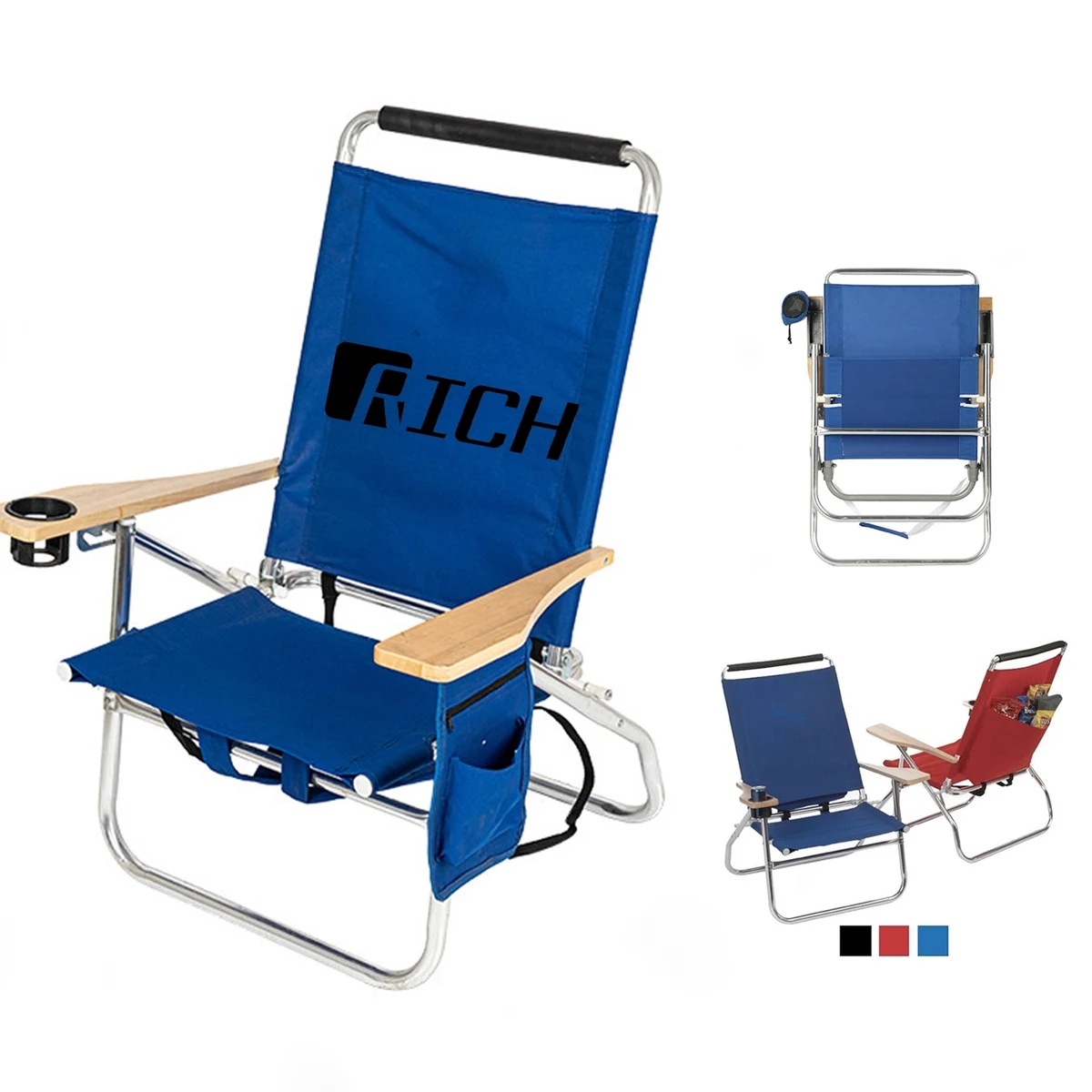 Folding Beach Chair w/ Cup Holder 1
