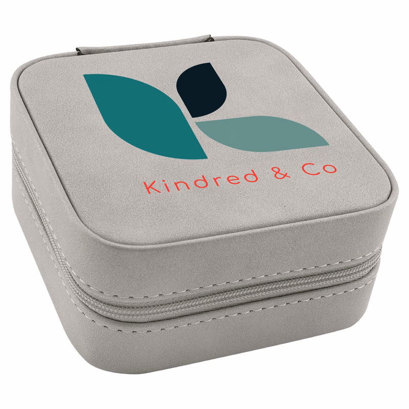 Creekside Light Grey Leatherette Travel Jewelry Box