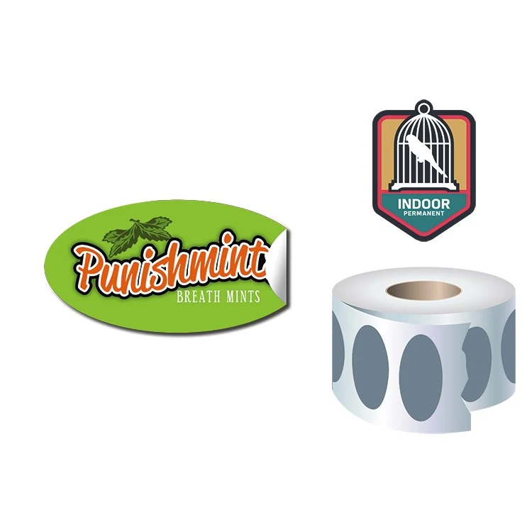 Roll Stickers / Decal - Indoor Permanent - 2x1 Oval Shape 1