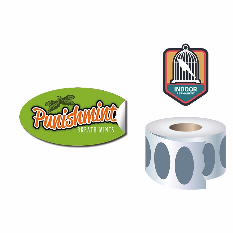 Roll Stickers / Decal - Indoor Permanent - 2x1 Oval Shape