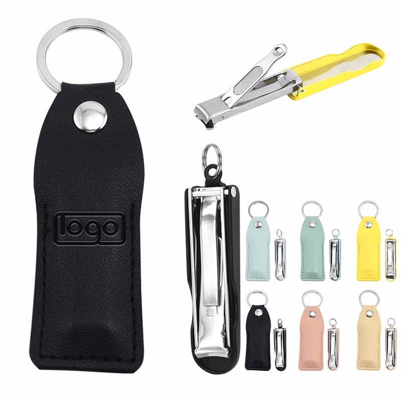 Portable Folding Nail Clipper w/ PU Leather Holder