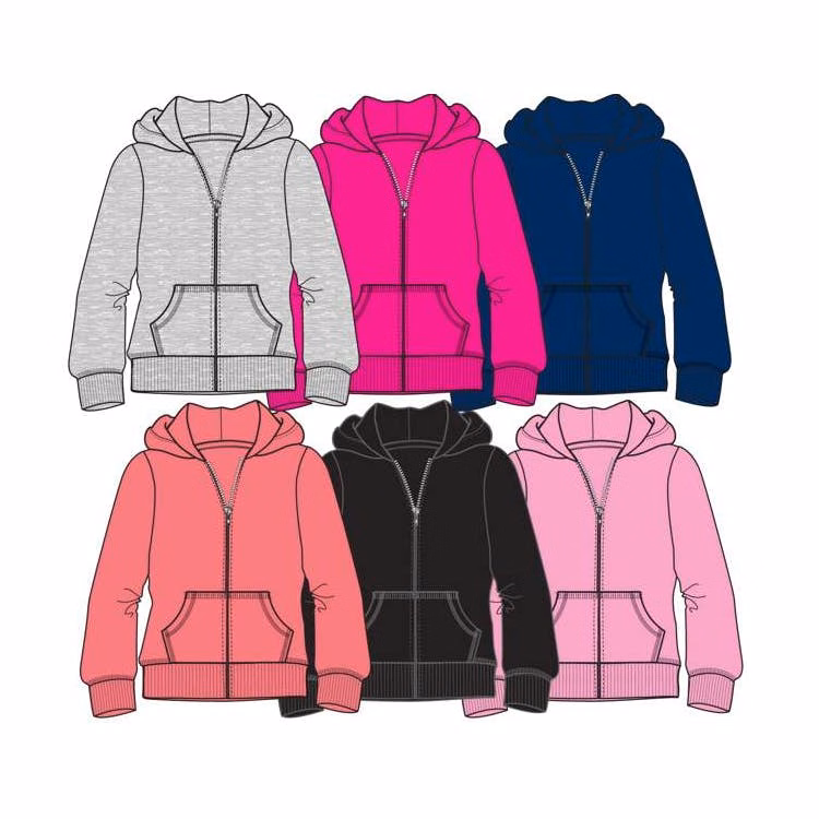 Girls' Fleece Zip Hoodies - Size 4-6X Assorted Colors