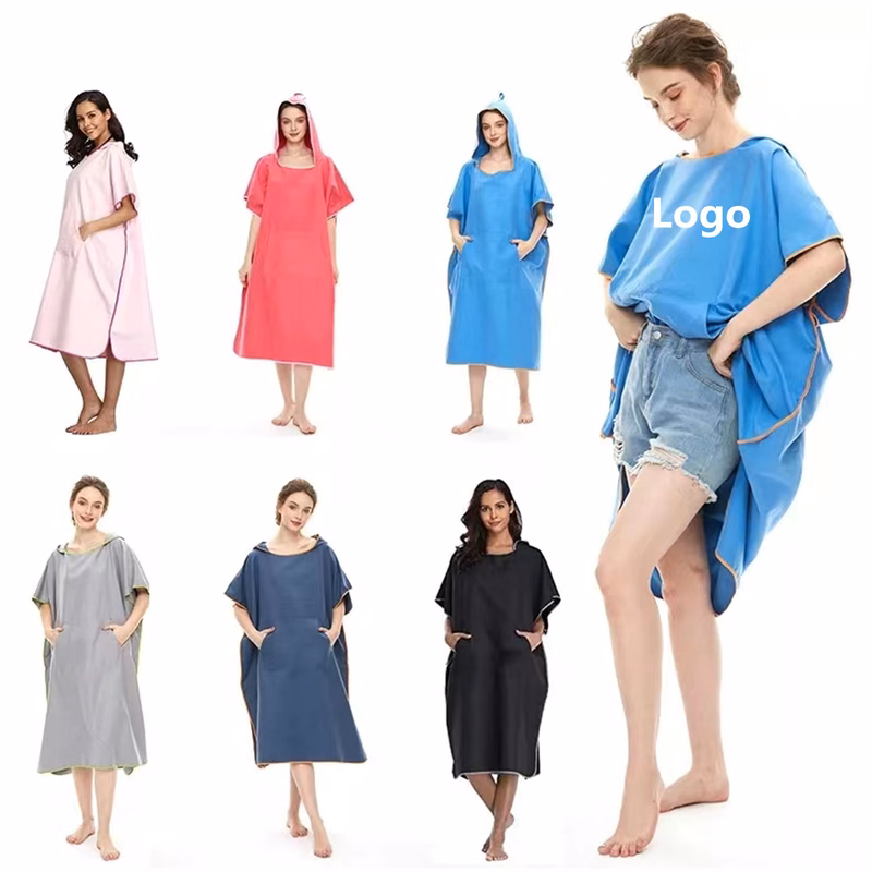 Wetsuit Changing Towel Bath Robe Poncho with Hood