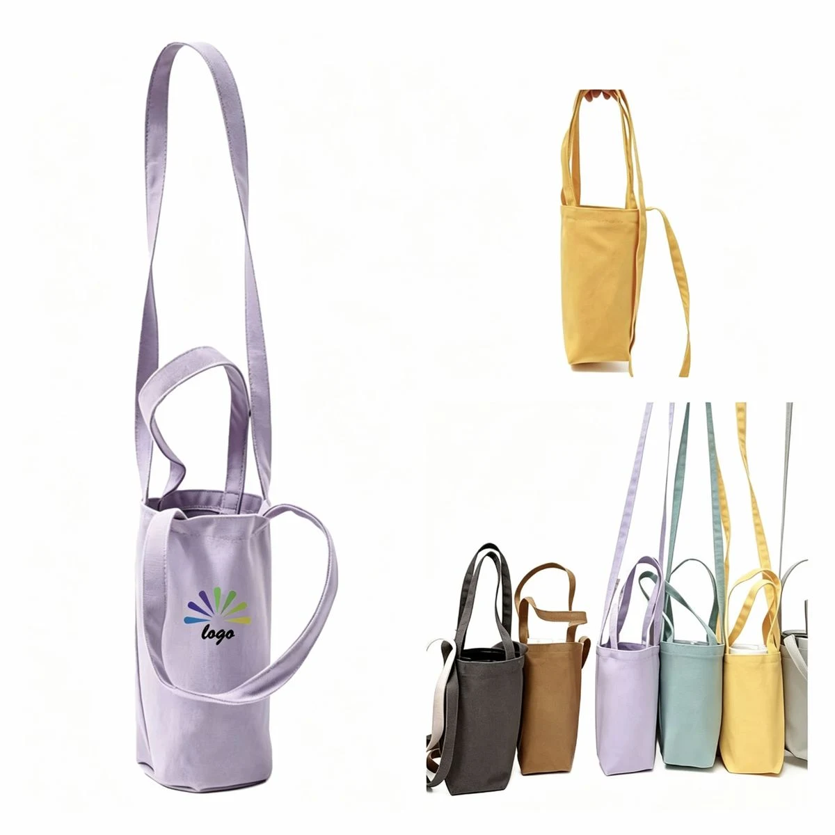 Full Custom Logo Canvas Water Bottle Carry Pouch 1