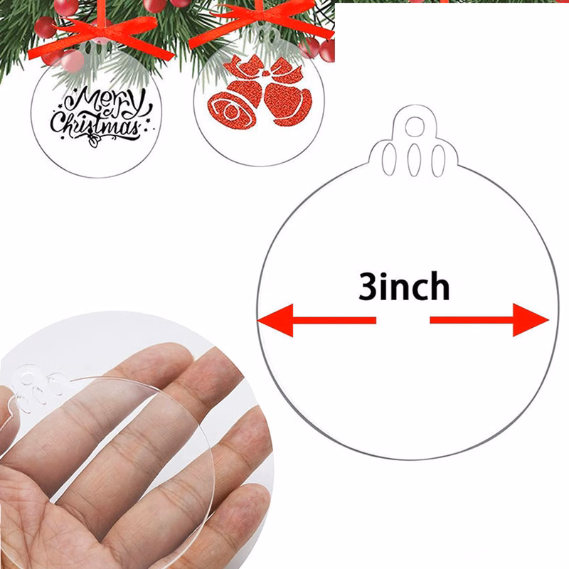 Transparent Acrylic Christmas Ball Decoration for Tree Fully Customizable with Full-Color Print