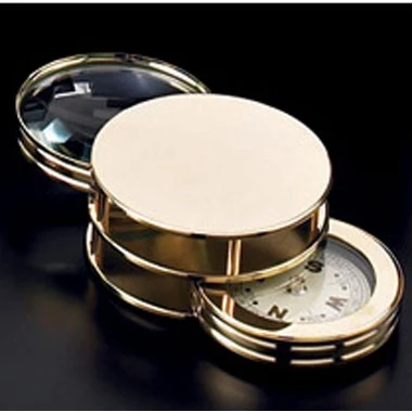 GOLD PLATED BRASS MAGNIFIER AND COMPASS 1