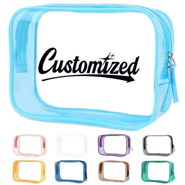 Custom Clear PVC Waterproof Travel Cosmetic Bag — Transparent Airline & Hotel Promo Item