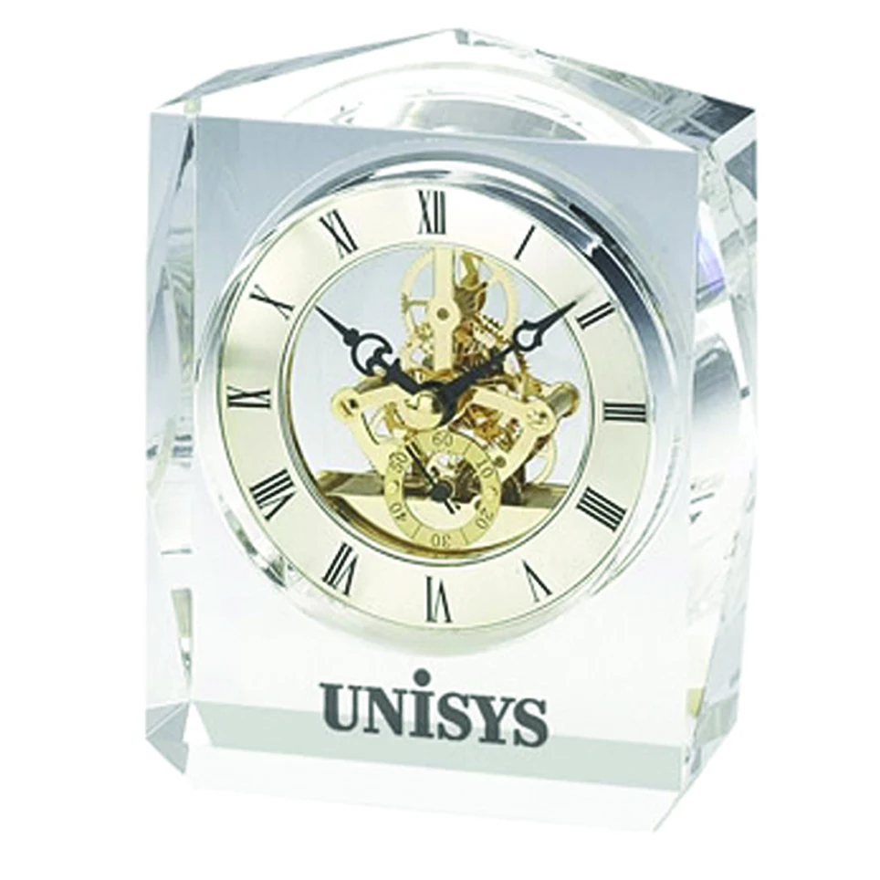 CRYSTAL TROPHY CLOCK WITH GOLD ACCENTS 1
