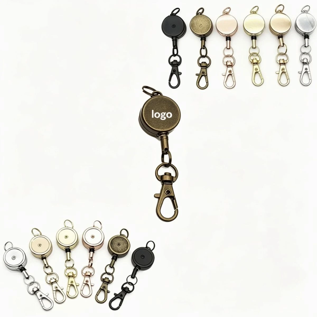 Round Metal Retractable Badge Reel With Lobster Claw Snap Ho 1