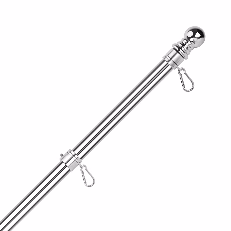 5' Flagpole with Rotating Clips Kit - Silver